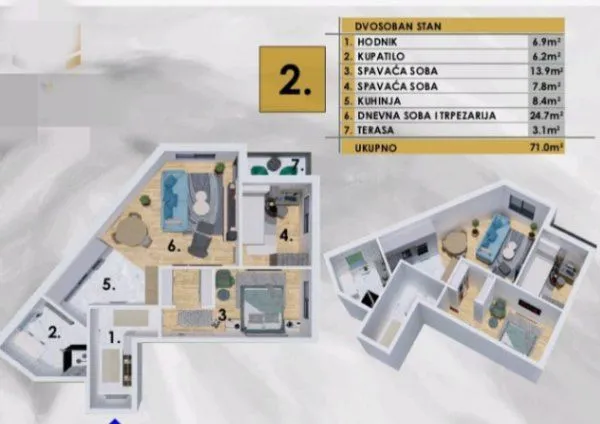 Prodaja, trosoban stan, 71m², Bar, Crna Gora