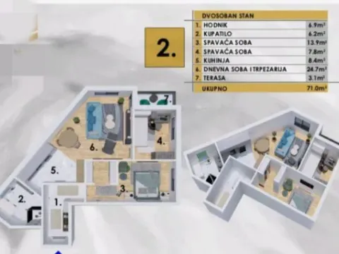 Sale, three bedroom apartment, 71m², Bar, Crna Gora - image 3