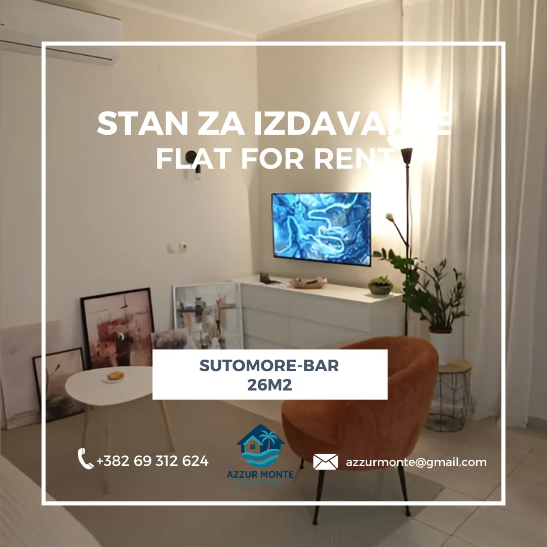 Rent, studio apartment, 26m², Sutomore, Bar