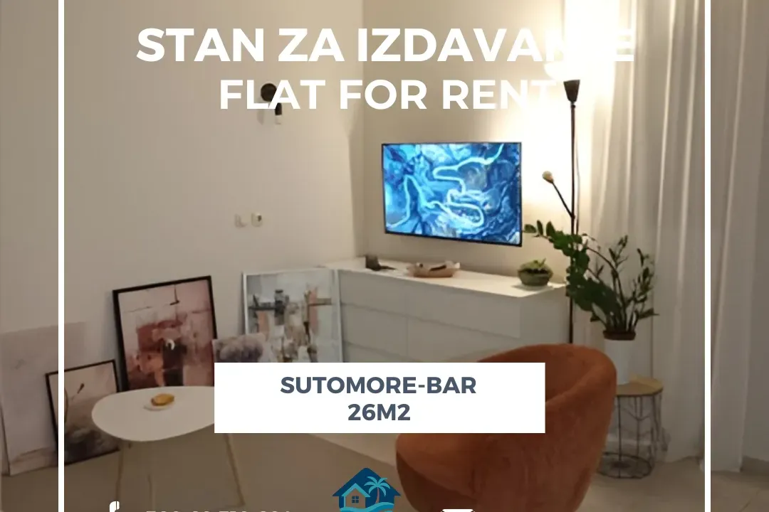 Rent, studio apartment, 26m², Sutomore, Bar