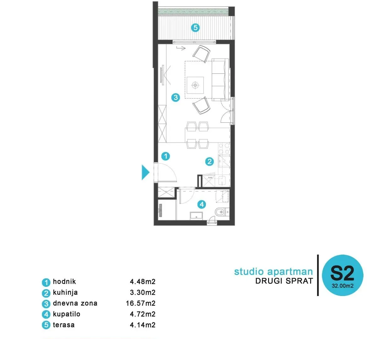 Prodaja, stan, 32m², Tivat, Crna Gora