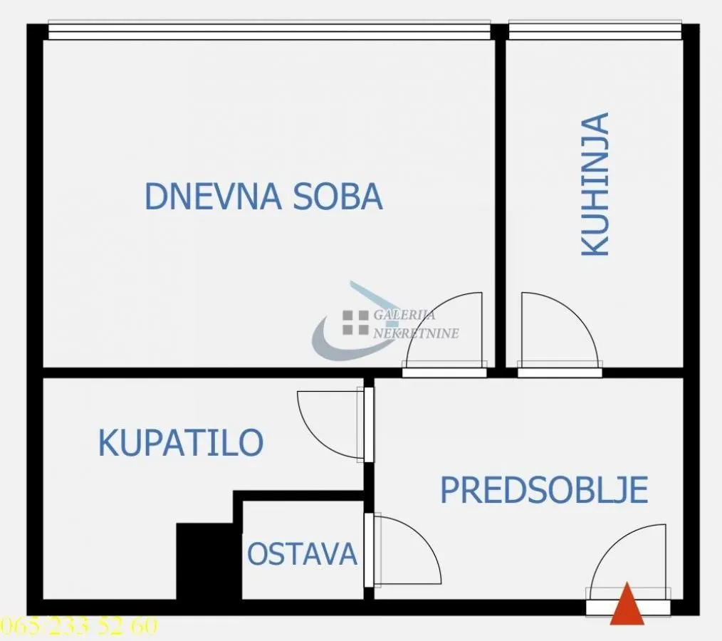 Osnova stana sa rasporedom prostorija.