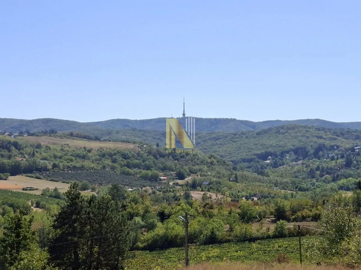 Pogled na šumoviti pejzaž i brda u daljini.