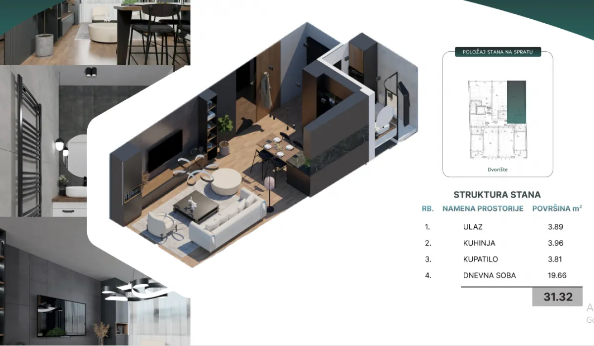 Sale, apartment, 31m², Sajam, Novi Sad Sve Podlokacije