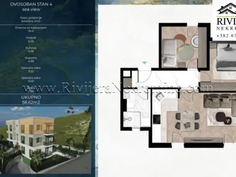 Prodaja, dvosoban stan, 59m², Kava, Tivat - image 5