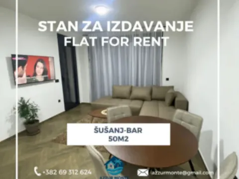 Izdavanje, jednosoban stan, 50m², Šušanj, Bar