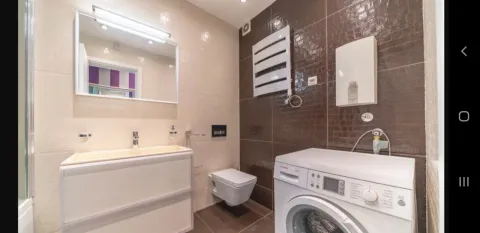 Moderno kupatilo sa veš mašinom, lavaboom i ugradnim vodokotlićem. - image 11