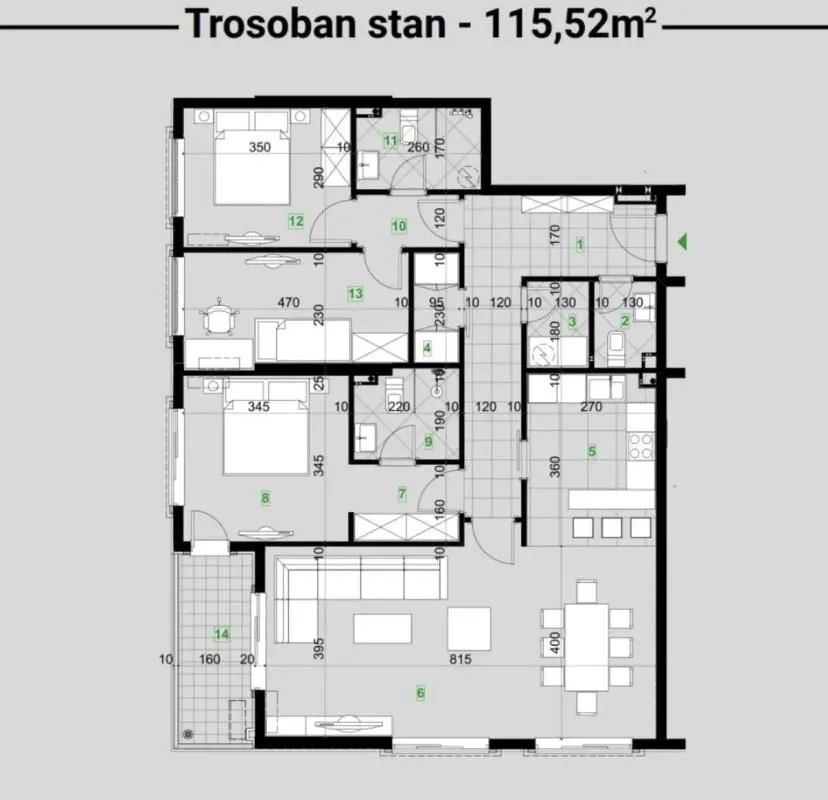 Prodaja, trosoban stan, 115m², Gorica C, Podgorica