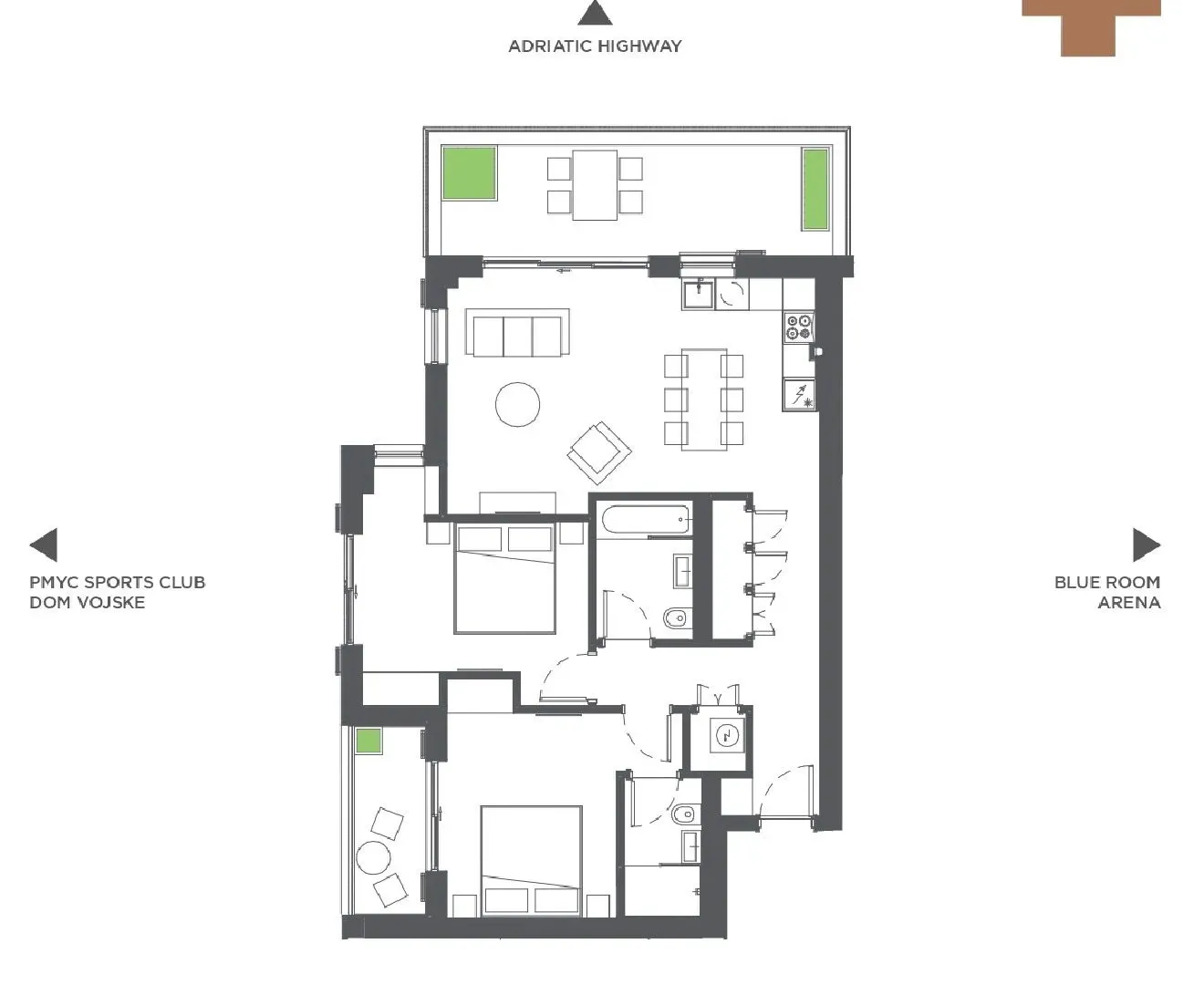 Prodaja, dvosoban stan, 102m², Boka Place, Tivat