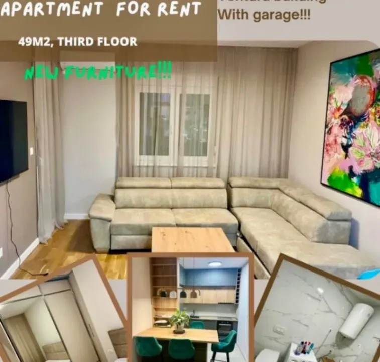 Izdavanje, jednosoban stan, 49m², Zabjelo, Podgorica