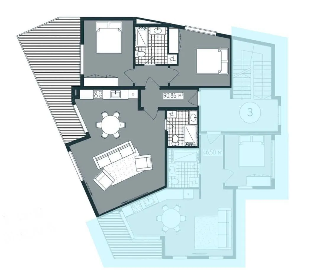 Prodaja, dvosoban stan, 90m², Donja Lastva, Tivat