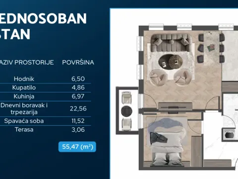 Prodaja, jednosoban stan, 48m², Čeluga, Bar - image 10