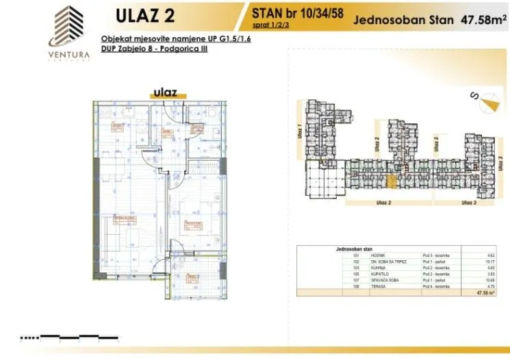 Prodaja, jednosoban stan, 47m², Zabjelo, Podgorica