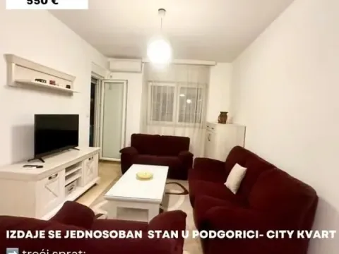 Izdavanje, jednosoban stan, 47m², City Kvart, Podgorica
