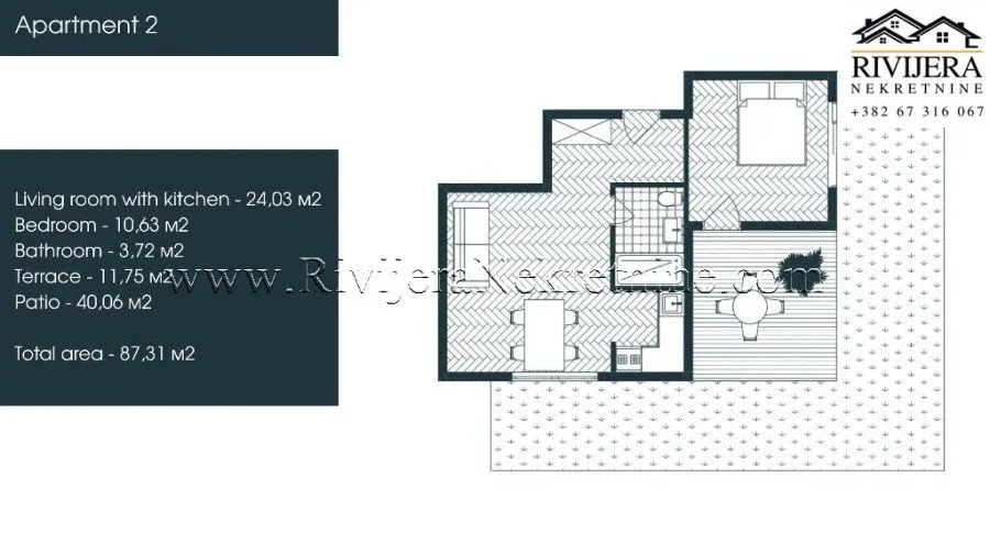Prodaja, jednosoban stan, 87m², Donja Lastva, Tivat