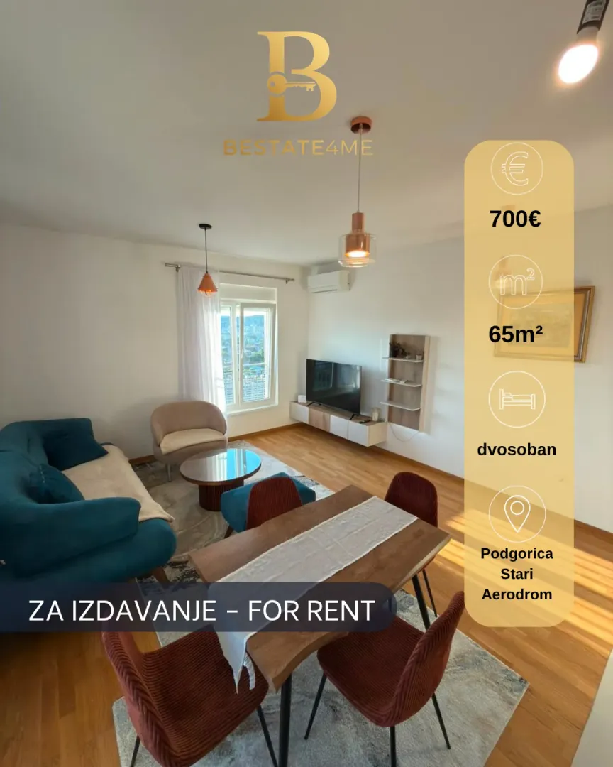 Rent, two bedroom apartment, 65m², Stari Aerodrom, Podgorica