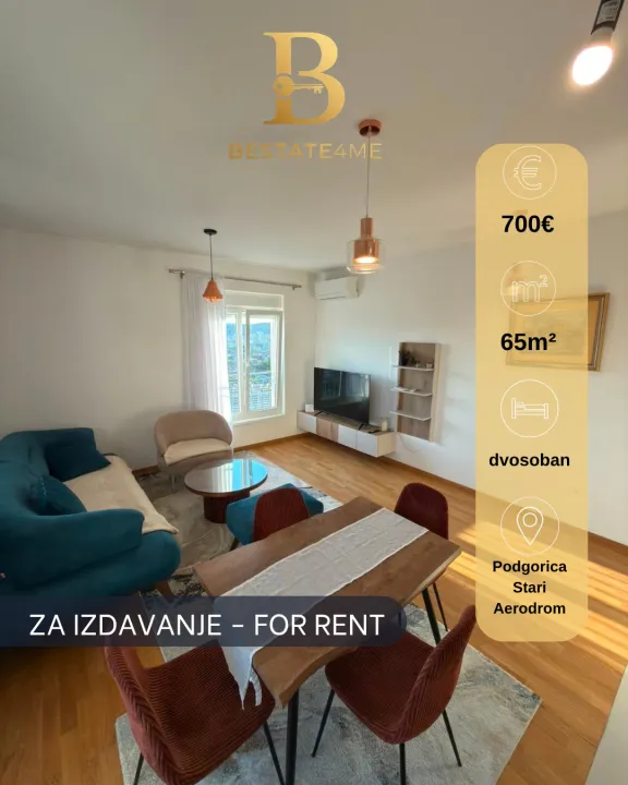Rent, two bedroom apartment, 65m², Stari Aerodrom, Podgorica