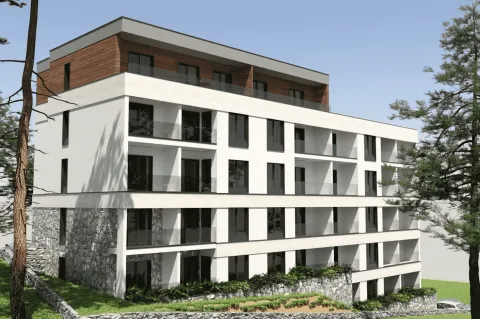 Spoljašnji izgled moderne stambene zgrade sa terasama i kamenim detaljima. - image 3