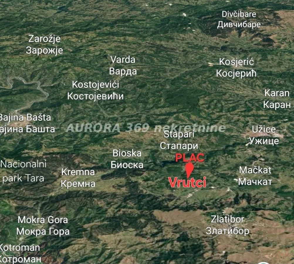 Geografska mapa sa prikazom lokacije zemljišta.