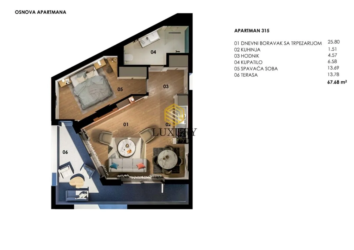 Prodaja, jednosoban stan, 68m², Bečići, Budva