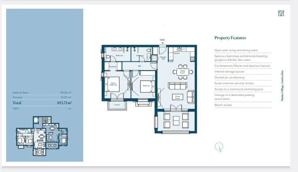 Prodaja, dvosoban stan, 105m², Luštica, Tivat