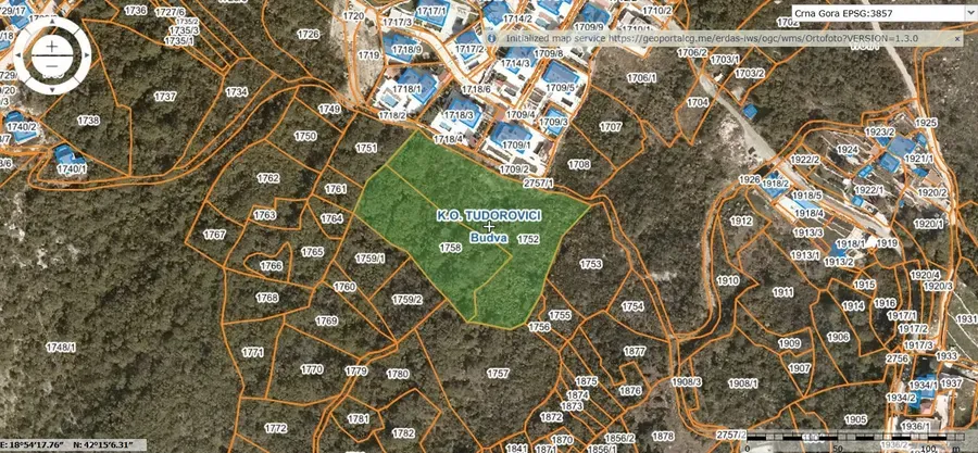 Prodaja, plac, 7700m², Tudorovići, Budva