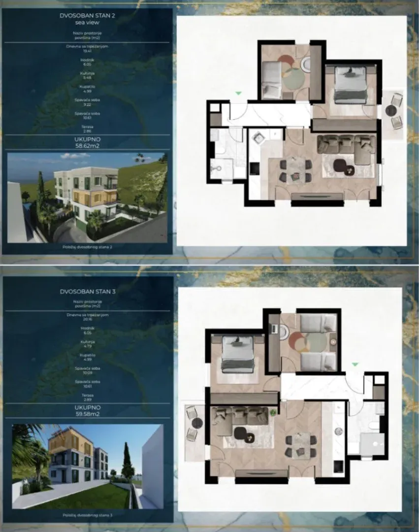 Prodaja, dvosoban stan, 60m², Kava, Tivat