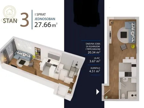 Sale, one bedroom apartment, 27m², Slana Bara, Novi Sad Sve Podlokacije - image 2