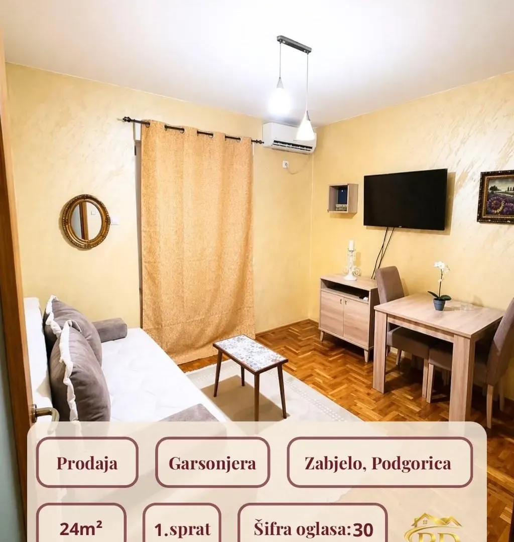 Prodaja, garsonjera, 24m², Zabjelo, Podgorica
