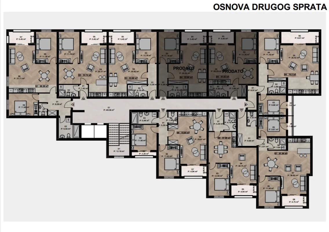 Prodaja, dvosoban stan, 82m², Ilino, Bar