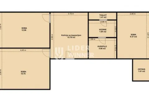 Rent, three bedroom apartment, 63m², Stari Grad, Beograd - image 13