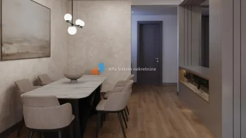 Trpezarija sa modernim stolom, stolicama i dekorativnom rasvetom. - image 10