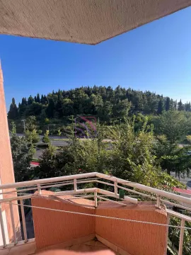 View from the balcony overlooking the green surroundings and hill. - image 8