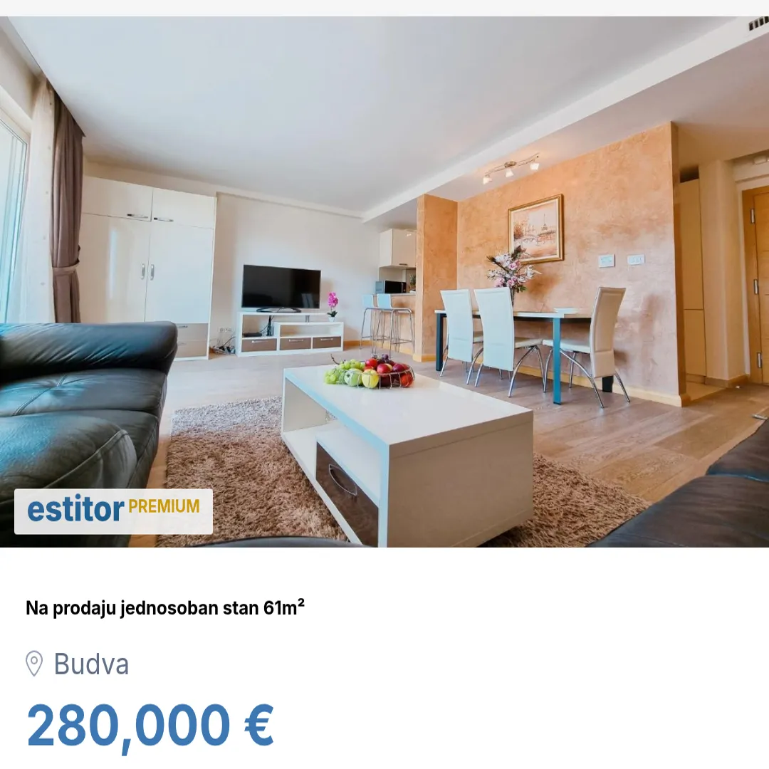 Sale, one bedroom apartment, 61m², Budva, Crna Gora