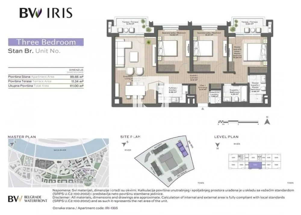 Sale, two bedroom apartment, 111m², Savski Venac, Beograd