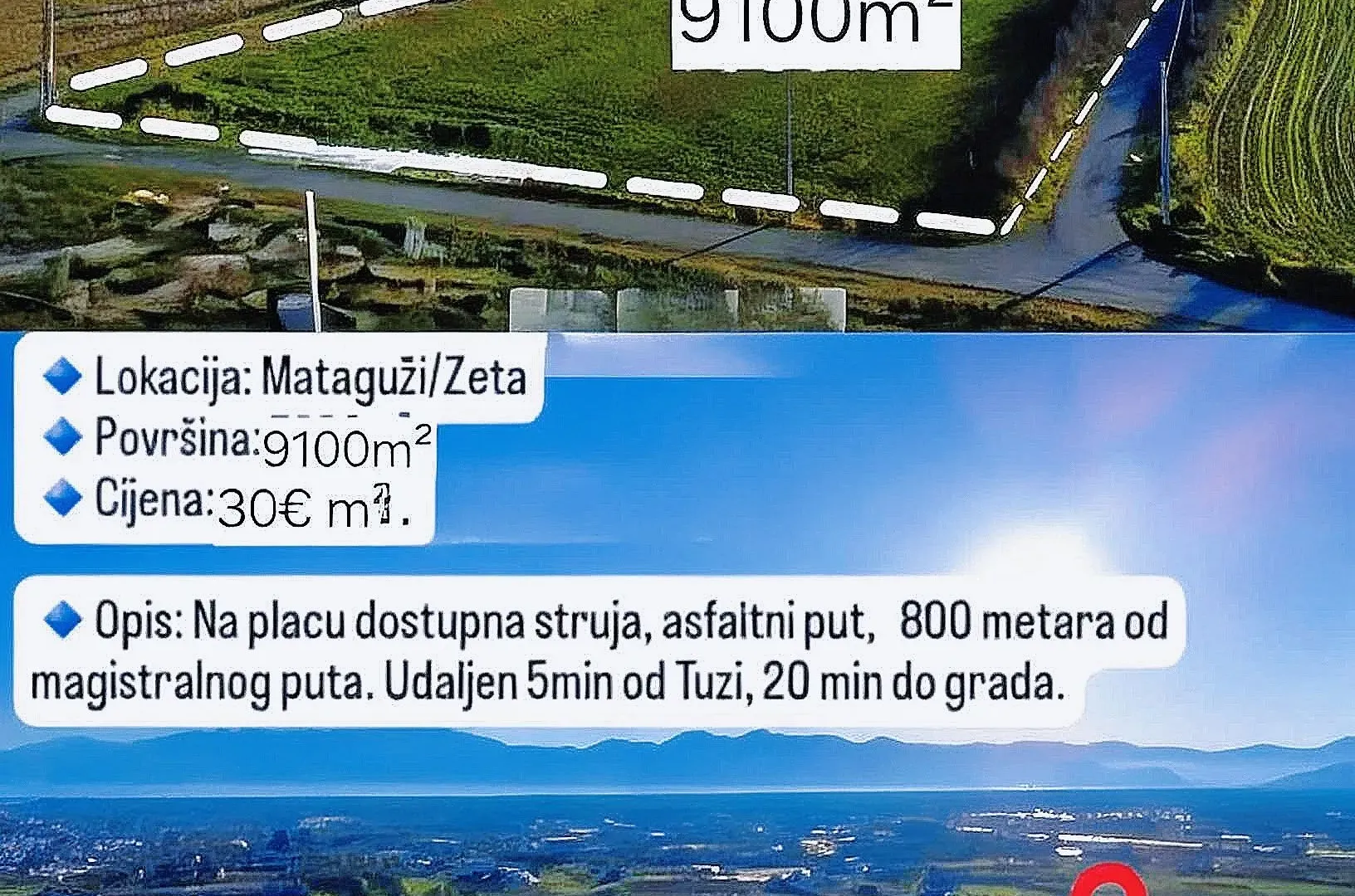Prodaja, plac, 9100m², Mataguži, Podgorica