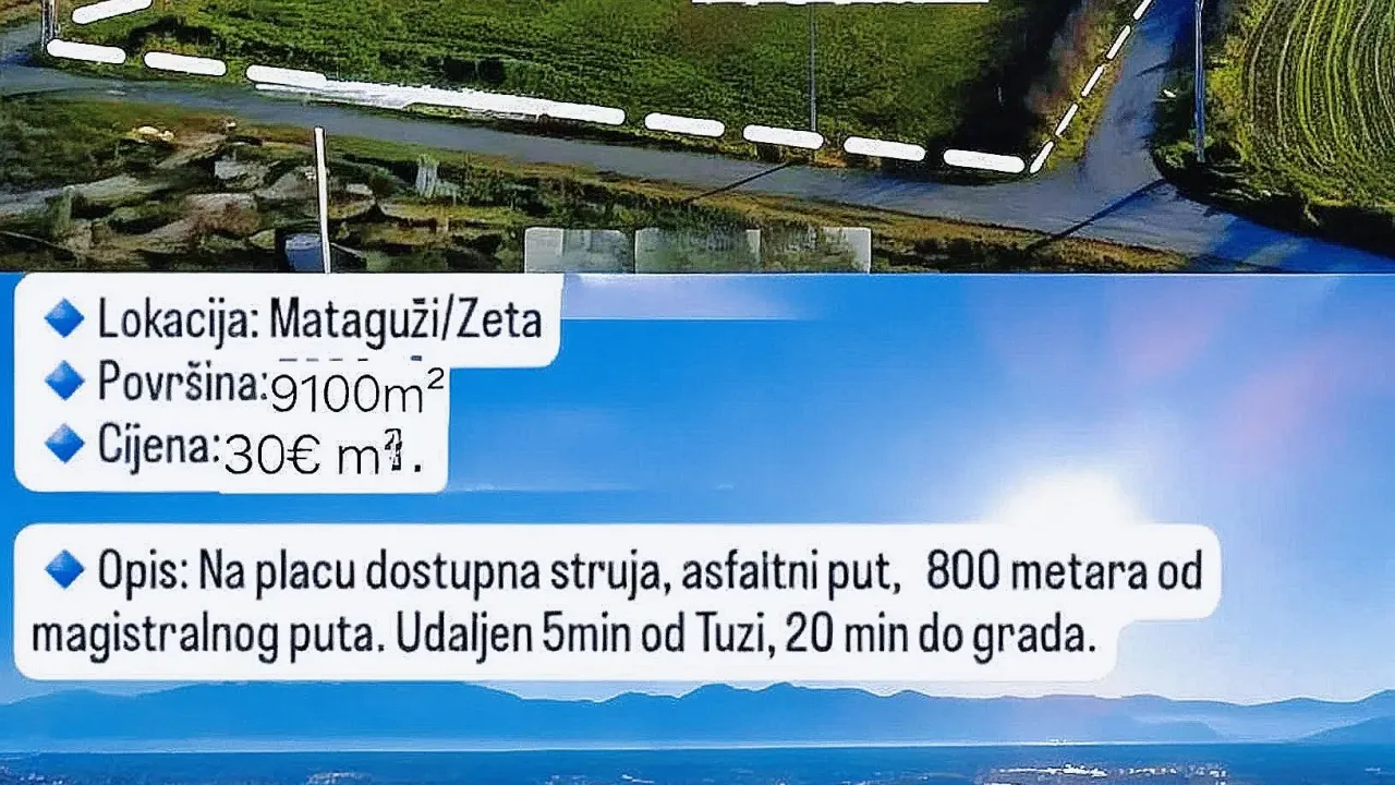 Sale, land lot, 9100m², Mataguži, Podgorica