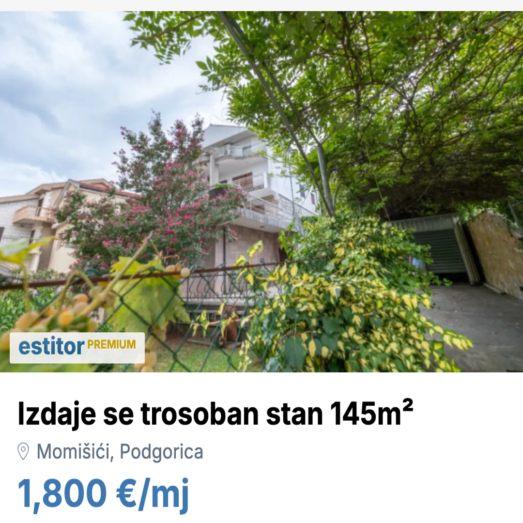 Izdavanje, stan, 145m², Momišići, Podgorica