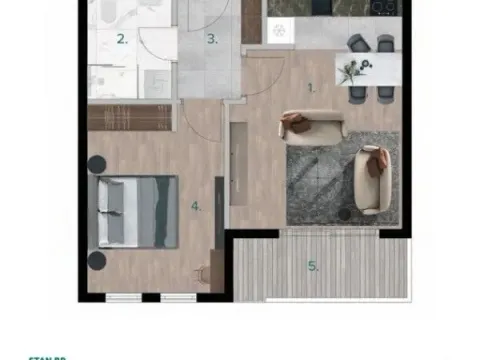 Sale, one bedroom apartment, 42m², Bjeliši, Bar