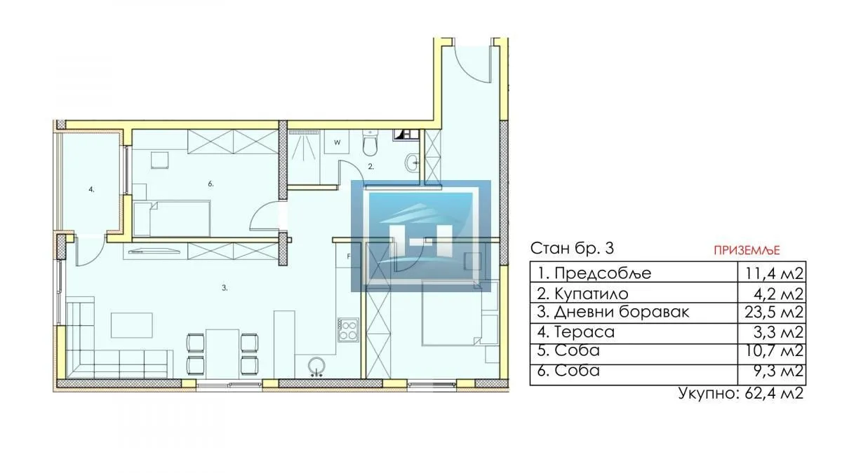 Sale, three bedroom apartment, 62m², Jagodina, Srbija