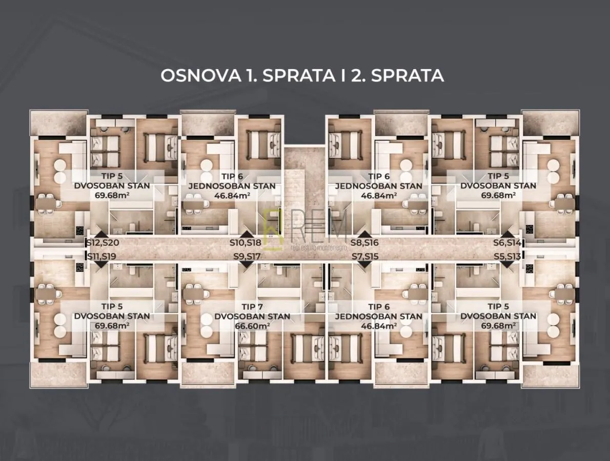 Prodaja, dvosoban stan, 70m², Donja Gorica, Podgorica