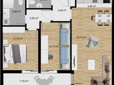 Rent, two bedroom apartment, 66m², Stari Aerodrom, Podgorica - image 1