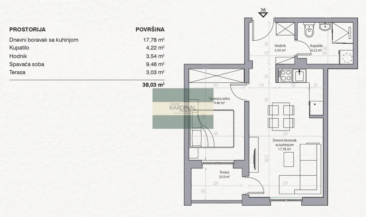 Prodaja, jednosoban stan, 38m², Levač, Jagodina