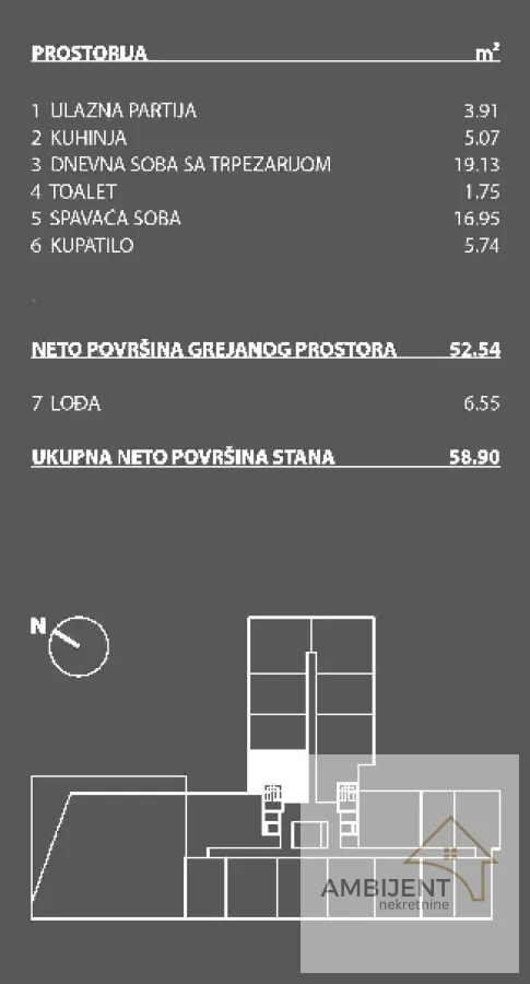 Sale, two bedroom apartment, 58m², Novi Beograd Sve Podlokacije, Beograd