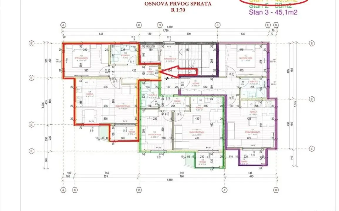 Prodaja, jednosoban stan, 47m², Šušanj, Bar