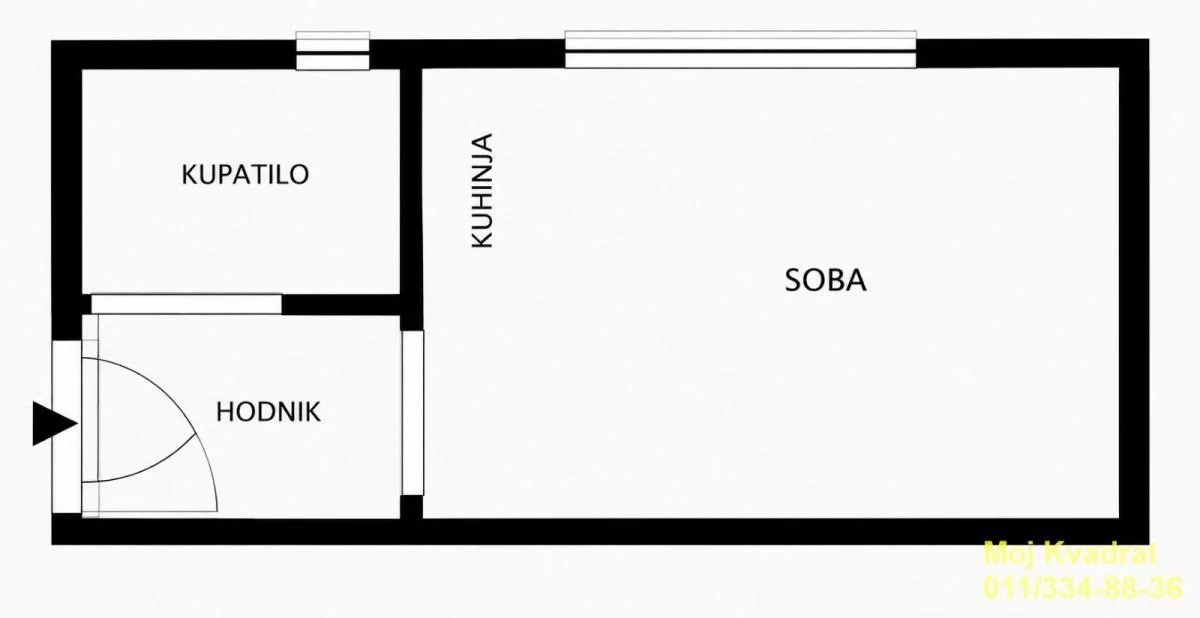 Osnova stana sa rasporedom prostorija.