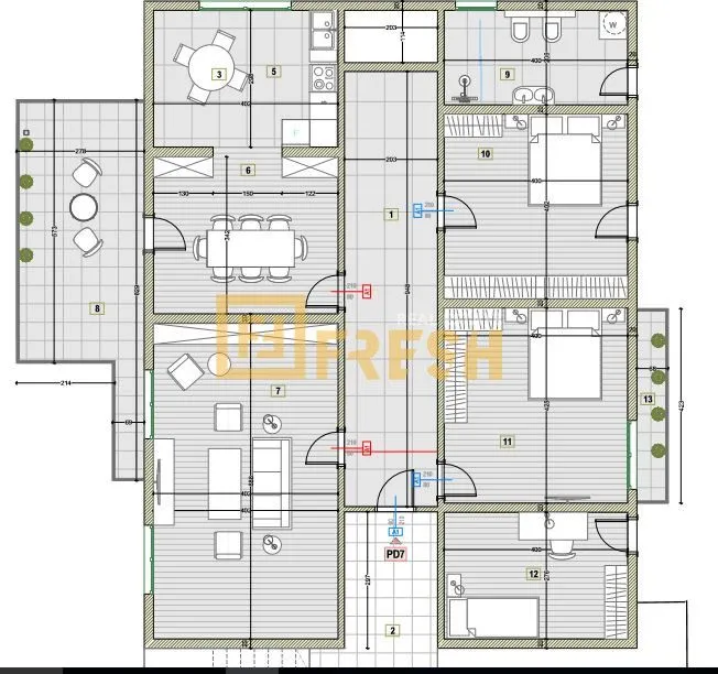 Sale, three bedroom apartment, 178m², Šušanj, Bar