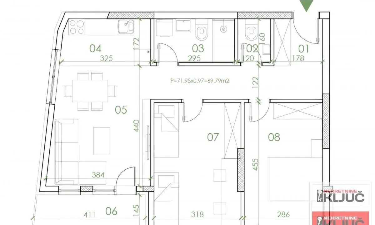 Sale, three bedroom apartment, 70m², Telep, Novi Sad Sve Podlokacije