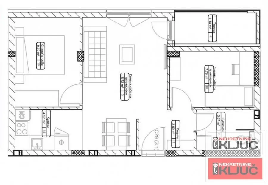 Prodaja, dvosoban stan, 49m², Telep, Novi Sad Sve Podlokacije
