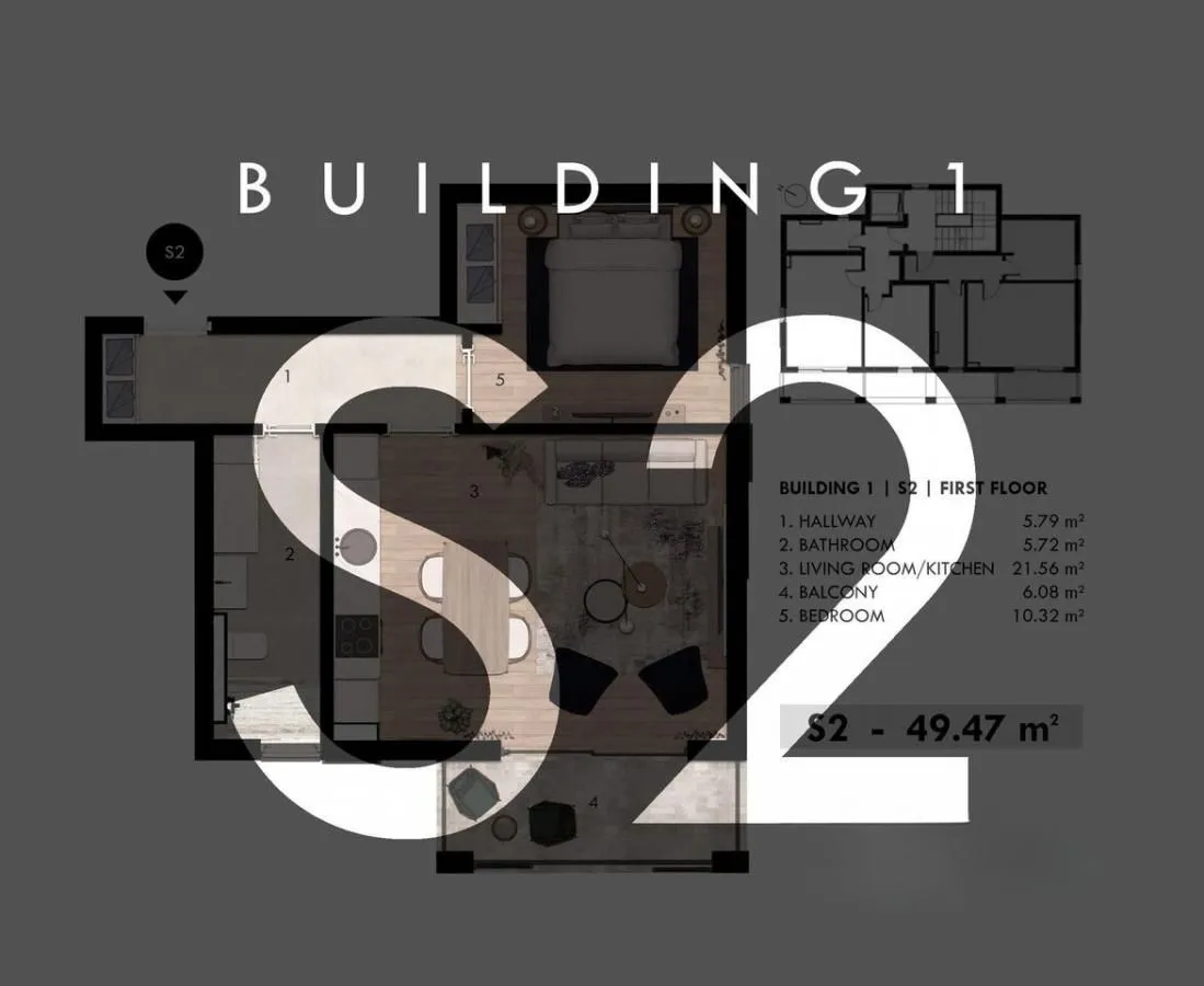 Prodaja, jednosoban stan, 49m², Donja Lastva, Tivat